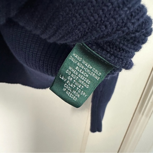Lauren Active Ralph Lauren Top Athleisure Ribbed Knit Nautical Navy White Size L - Picture 7 of 10